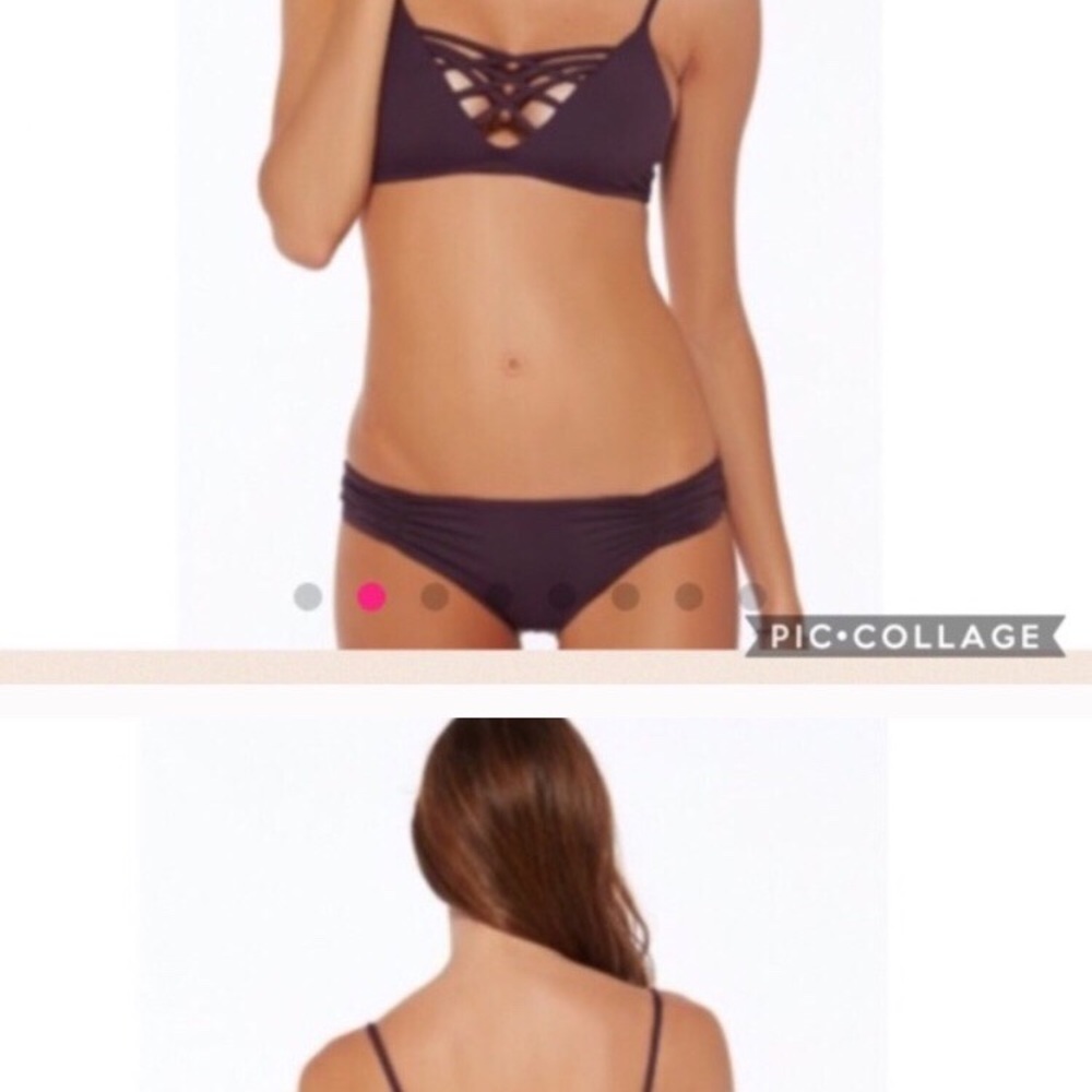Purple strappy criss cross bikini Sz S M B C NWOT